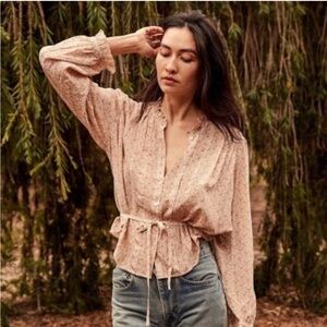 DOEN Cezanne Blouse Martha Garden Peach Size Small